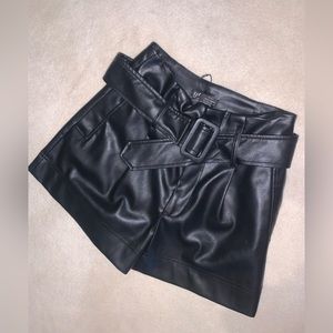Zara leather shorts
